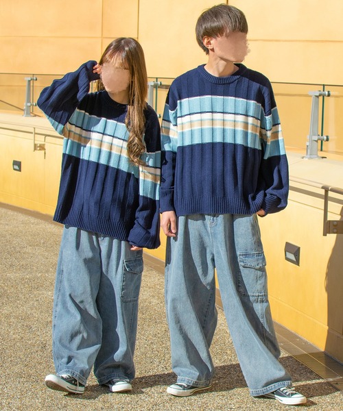 PairPair（ペアペア）の「ツーボーダーニットプルオーバー(ユニセックス)（ニット/セーター・レディース・ネイビー/グリーン・FREE）」の21枚目の写真