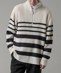 SPINNS | ボーダーデザインハーフジップニット(ニット/セーター)