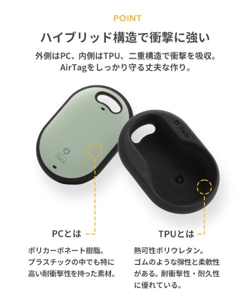 iFace（アイフェイス）の「AirTag専用 iFace First Classケース（スマホグッズ・レディース・グレイッシュブルー/セージグリーン/ブラック/ホワイト/ベージュ/ピンクゴールド・FREE）」の9枚目の写真