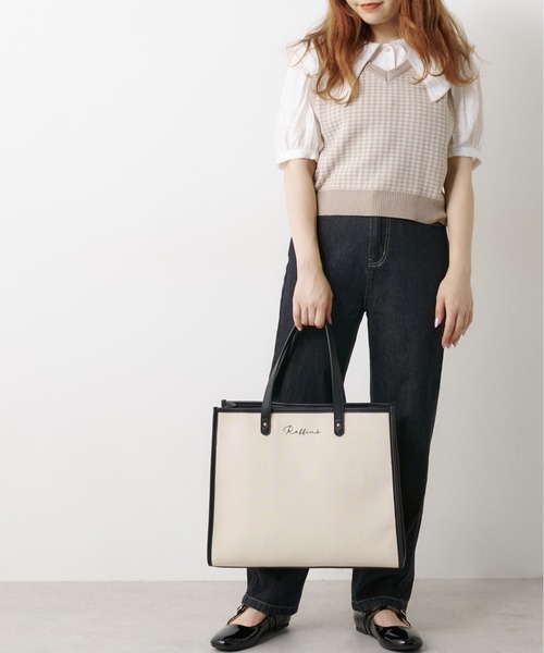 OLIVE des OLIVE(オリーブデオリーブ)の「【WEB限定】トリミングトートバッグ(トートバッグ・レディース・ブラック/ピンク/ライトグレー/ベージュ・FREE)」の7枚目の写真