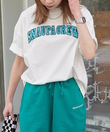 【Snap club】ワンポイント刺繍/フロントカレッジ刺繍 半袖Tシャツ カットソー