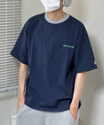 【Snap club】ワンポイント刺繍/フロントカレッジ刺繍 半袖Tシャツ カットソー
