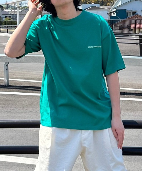 Snap club（スナップクラブ）の「【Snap club】ワンポイント刺繍/フロントカレッジ刺繍 半袖Tシャツ カットソー（Tシャツ/カットソー・レディース・ライトグレー/ブラック/パープル/オフホワイト/イエロー/グリーン/ホワイト系その他/ブラック系その他/グレー系その他/グリーン系その他/ロイヤルブルー/ダークオレンジ/グレー系その他2/ブラック系その他2/ブルー系その他2/レッド/ホワイト系その他2/ホワイト系/ブラック系/ピンク/ネイビー・M/L/XL）」の12枚目の写真