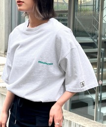 【Snap club】ワンポイント刺繍/フロントカレッジ刺繍 半袖Tシャツ カットソー