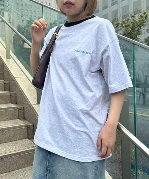 Snap club】ワンポイント刺繍/フロントカレッジ刺繍 半袖Tシャツ
