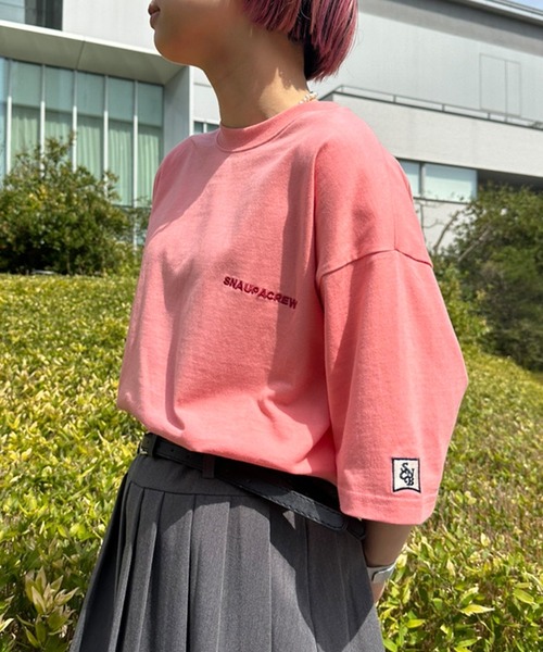 Snap club】ワンポイント刺繍/フロントカレッジ刺繍 半袖Tシャツ