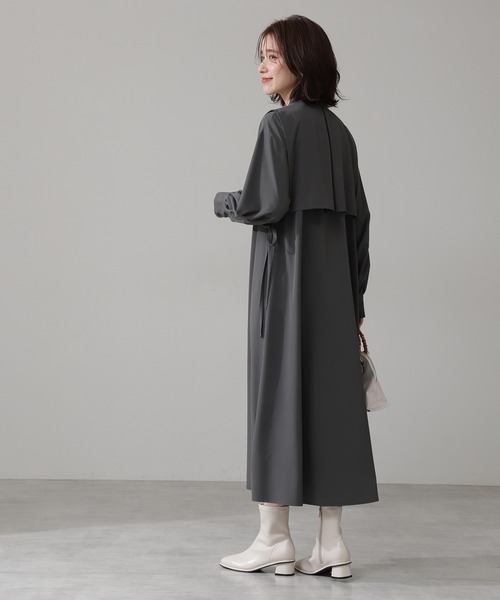 N.（N. Natural Beauty Basic）（エヌエヌナチュラルビューティーベーシック）の「スタンドカラーピンタックワンピース（ワンピース・レディース・グレー/ブラウン/ライトグリーン・MEDIUM）」の5枚目の写真