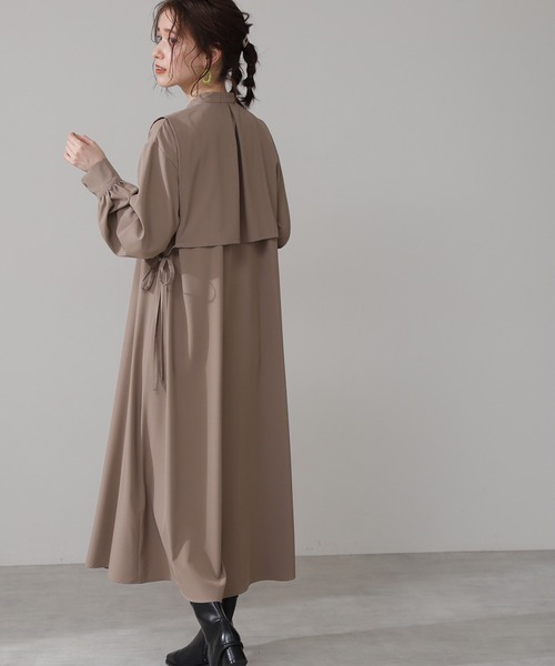 N.（N. Natural Beauty Basic）（エヌエヌナチュラルビューティーベーシック）の「スタンドカラーピンタックワンピース（ワンピース・レディース・グレー/ブラウン/ライトグリーン・MEDIUM）」の9枚目の写真