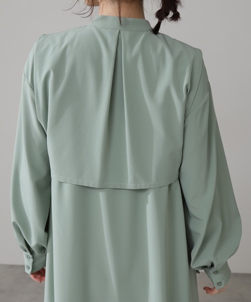 N.（N. Natural Beauty Basic）（エヌエヌナチュラルビューティーベーシック）の「スタンドカラーピンタックワンピース（ワンピース・レディース・グレー/ブラウン/ライトグリーン・MEDIUM）」の18枚目の写真