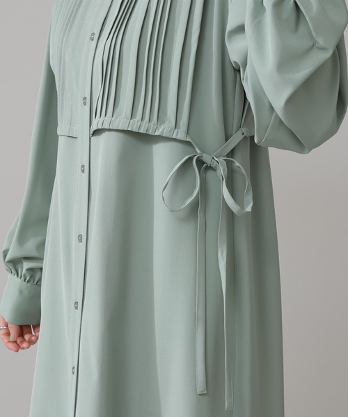 N.（N. Natural Beauty Basic）（エヌエヌナチュラルビューティーベーシック）の「スタンドカラーピンタックワンピース（ワンピース・レディース・グレー/ブラウン/ライトグリーン・MEDIUM）」の17枚目の写真