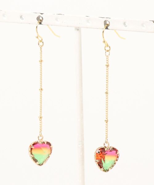 tone(トーン)の「【tschuss(チュース)】ガラスのハート ロングピアス(ピアス(両耳用)・レディース・ブルー/ピンク/オレンジ/その他1/その他2・FREE)」の2枚目の写真