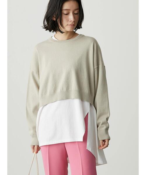 AMERICAN HOLIC(アメリカンホリック)の「SETショートニットプルオーバー+カットプルオーバー(Tシャツ/カットソー・レディース・ブラック/その他9/グレイッシュベージュ・L/M)」の8枚目の写真