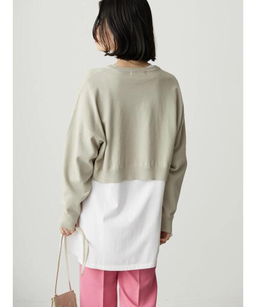 AMERICAN HOLIC(アメリカンホリック)の「SETショートニットプルオーバー+カットプルオーバー(Tシャツ/カットソー・レディース・ブラック/その他9/グレイッシュベージュ・L/M)」の10枚目の写真
