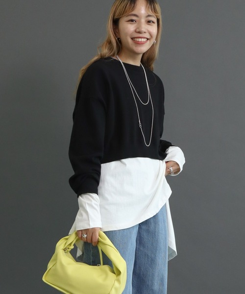 AMERICAN HOLIC(アメリカンホリック)の「SETショートニットプルオーバー+カットプルオーバー(Tシャツ/カットソー・レディース・ブラック/その他9/グレイッシュベージュ・L/M)」の5枚目の写真