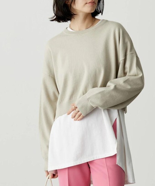 AMERICAN HOLIC(アメリカンホリック)の「SETショートニットプルオーバー+カットプルオーバー(Tシャツ/カットソー・レディース・ブラック/その他9/グレイッシュベージュ・L/M)」の4枚目の写真