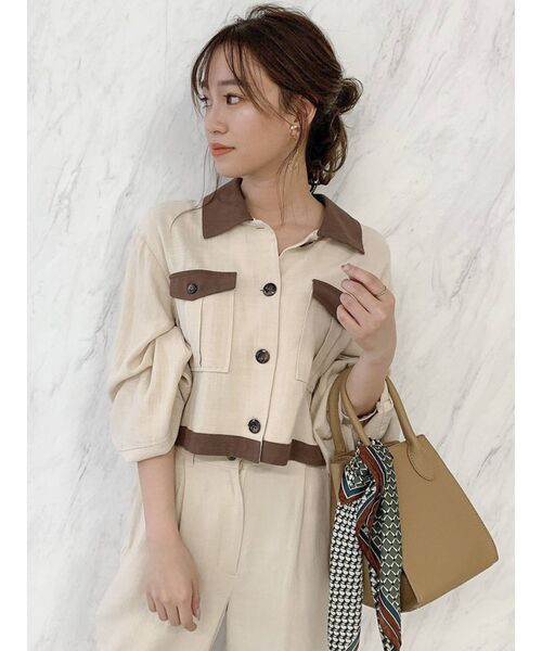 dazzlin（ダズリン）の「ナチュラルポケットシャツ（シャツ/ブラウス・レディース・ベージュ/ブラウン/その他1・FREE）」の3枚目の写真