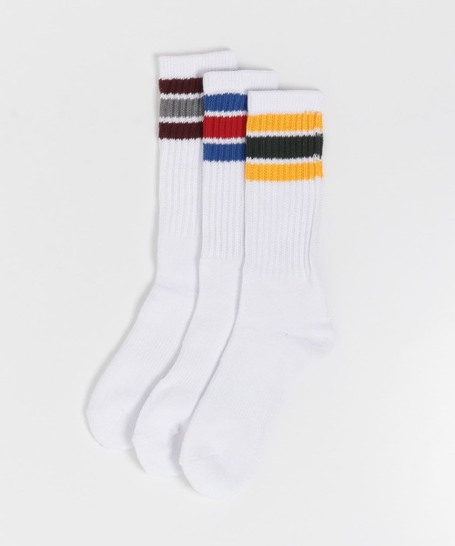 URBAN RESEARCH DOORS(アーバンリサーチドアーズ)の「HealthKnit 配色3本ライン(ソックス/靴下・メンズ・ホワイト・-)」の2枚目の写真