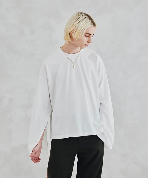 tk.TAKEO KIKUCHI（ティーケータケオキクチ）の「◆スリーブフレアスリットカットソー（ユニセックスアイテム）（Tシャツ/カットソー・メンズ・グレー/ホワイト/ブラック・02/66/03）」の20枚目の写真