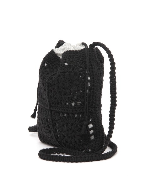studio CLIP（スタディオクリップ）の「クロシェ編み巾着ショルダーバッグ（ショルダーバッグ・レディース・ブラック/アイボリー/ナチュラル・FREE）」の6枚目の写真