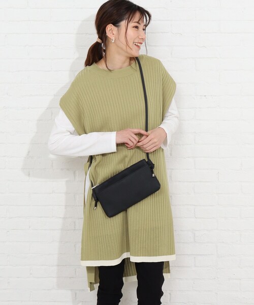 SHOO・LA・RUE(シューラルー)の「◆【2点セット】脇リボンワイドリブベスト+Tシャツセット(その他トップス・レディース・ブラック/ライトグリーン/レモンイエロー/サンドベージュ・02/04/03)」の4枚目の写真