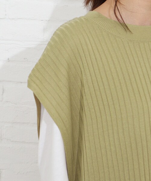SHOO・LA・RUE(シューラルー)の「◆【2点セット】脇リボンワイドリブベスト+Tシャツセット(その他トップス・レディース・ブラック/ライトグリーン/レモンイエロー/サンドベージュ・02/04/03)」の9枚目の写真