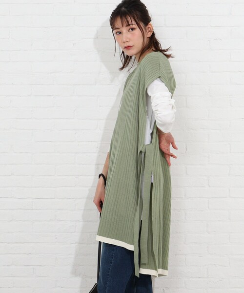 SHOO・LA・RUE(シューラルー)の「◆【2点セット】脇リボンワイドリブベスト+Tシャツセット(その他トップス・レディース・ブラック/ライトグリーン/レモンイエロー/サンドベージュ・02/04/03)」の17枚目の写真