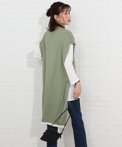 SHOO・LA・RUE(シューラルー)の「◆【2点セット】脇リボンワイドリブベスト+Tシャツセット(その他トップス・レディース・ブラック/ライトグリーン/レモンイエロー/サンドベージュ・02/04/03)」の7枚目の写真