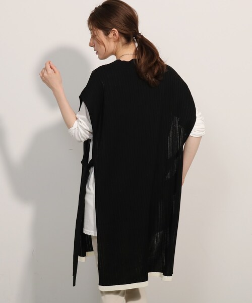SHOO・LA・RUE(シューラルー)の「◆【2点セット】脇リボンワイドリブベスト+Tシャツセット(その他トップス・レディース・ブラック/ライトグリーン/レモンイエロー/サンドベージュ・02/04/03)」の11枚目の写真