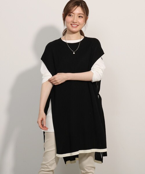 SHOO・LA・RUE(シューラルー)の「◆【2点セット】脇リボンワイドリブベスト+Tシャツセット(その他トップス・レディース・ブラック/ライトグリーン/レモンイエロー/サンドベージュ・02/04/03)」の15枚目の写真