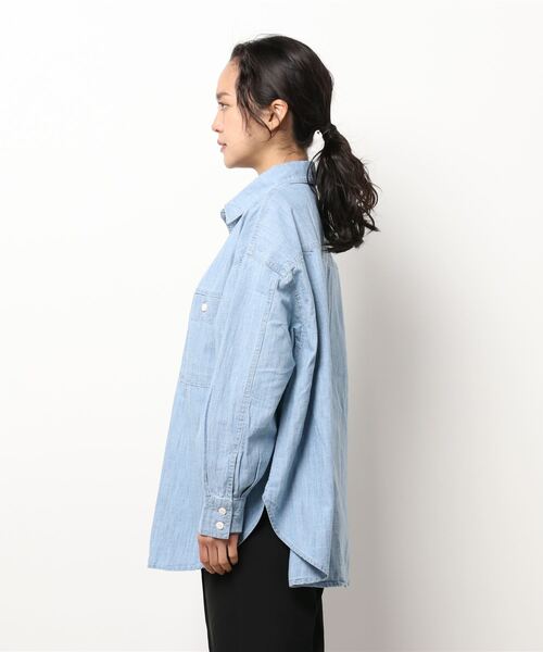 Samansa Mos2（サマンサ モスモス）の「デニムシャツチュニック（シャツ/ブラウス・レディース・ネイビー/ブルー・ﾌﾘ-）」の3枚目の写真