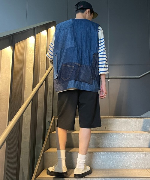 johnbull rebear デニム キャンプベスト　リメイク　ハンドメイド REBEAR BY JOHNBULL/リベアバイジョンブル】 OUTDOORVEST