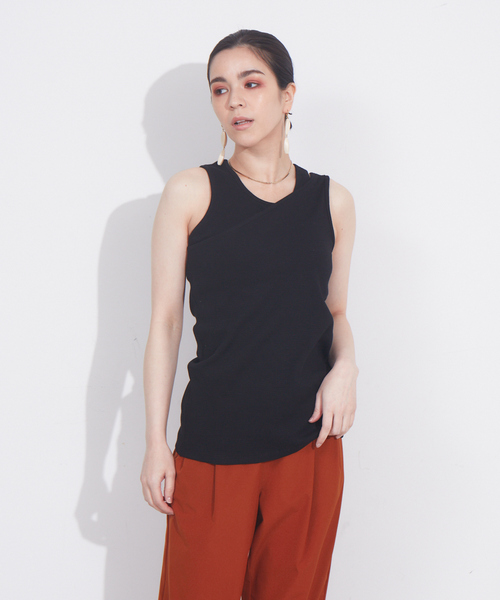 NOMINE（ノミネ）の「アメスリレイヤードタンクトップ（タンクトップ・レディース・ブラック/グレイッシュベージュ/オレンジ/ホワイト・フリー）」の5枚目の写真