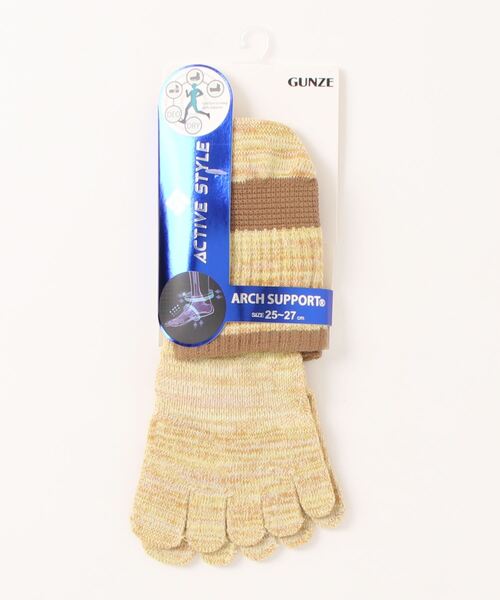 GUNZE（グンゼ）の「ACTIVE STYLE/アクティブスタイル　アーチサポート 5本指ソックス　ショート丈（ソックス/靴下・メンズ・ホワイト/ライトグレー/ブラック/ネイビー/ブルー/イエロー系その他/レンガ/カーキ/ブラック系その他/オレンジ/ライム・25-27CM）」の9枚目の写真