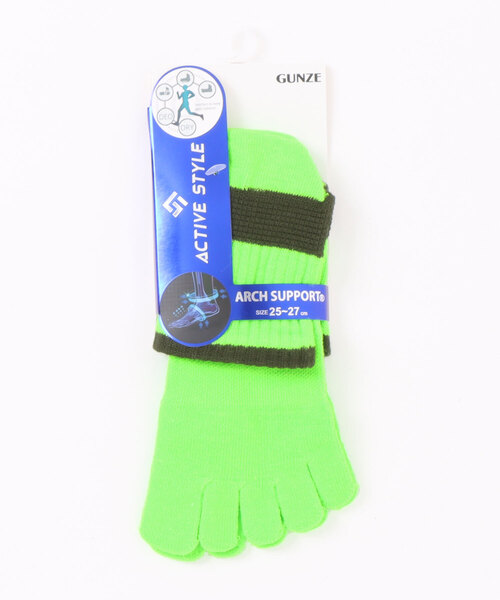 GUNZE（グンゼ）の「ACTIVE STYLE/アクティブスタイル　アーチサポート 5本指ソックス　ショート丈（ソックス/靴下・メンズ・ホワイト/ライトグレー/ブラック/ネイビー/ブルー/イエロー系その他/レンガ/カーキ/ブラック系その他/オレンジ/ライム・25-27CM）」の7枚目の写真