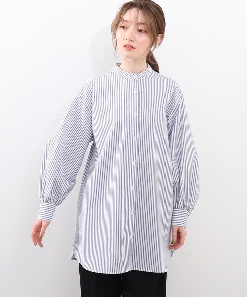 DRESKIP（ドレスキップ）の「◆バンドカラーロング丈シャツ（シャツ/ブラウス・レディース・ブラック系2/パープル系2/ネイビー系2・02/03/04）」の22枚目の写真