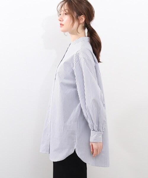 DRESKIP（ドレスキップ）の「◆バンドカラーロング丈シャツ（シャツ/ブラウス・レディース・ブラック系2/パープル系2/ネイビー系2・02/03/04）」の19枚目の写真