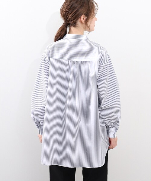 DRESKIP（ドレスキップ）の「◆バンドカラーロング丈シャツ（シャツ/ブラウス・レディース・ブラック系2/パープル系2/ネイビー系2・02/03/04）」の4枚目の写真