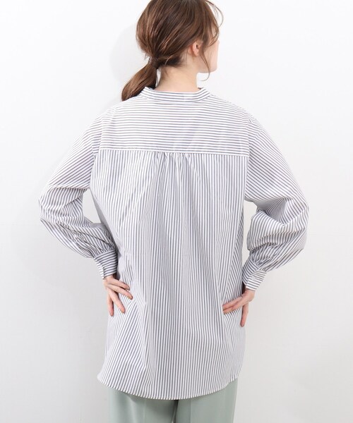 DRESKIP（ドレスキップ）の「◆バンドカラーロング丈シャツ（シャツ/ブラウス・レディース・ブラック系2/パープル系2/ネイビー系2・02/03/04）」の20枚目の写真