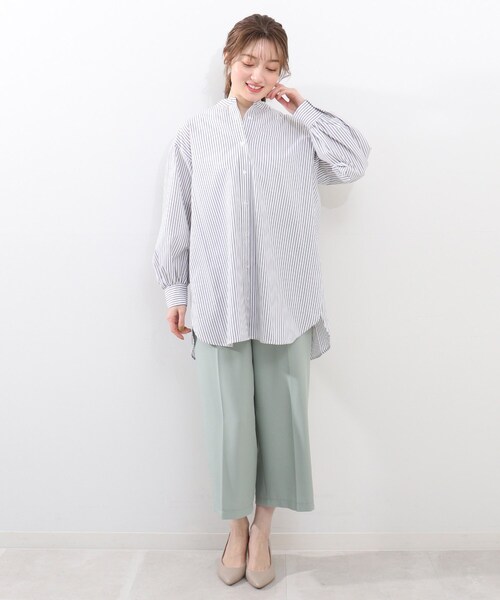 DRESKIP（ドレスキップ）の「◆バンドカラーロング丈シャツ（シャツ/ブラウス・レディース・ブラック系2/パープル系2/ネイビー系2・02/03/04）」の5枚目の写真