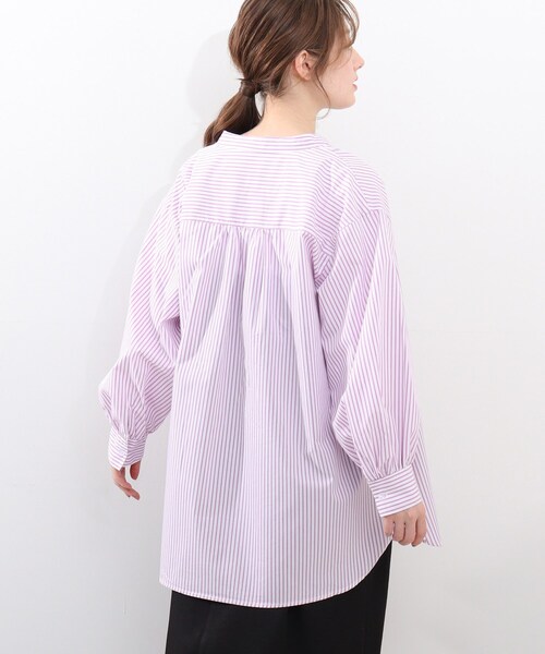 DRESKIP（ドレスキップ）の「◆バンドカラーロング丈シャツ（シャツ/ブラウス・レディース・ブラック系2/パープル系2/ネイビー系2・02/03/04）」の18枚目の写真