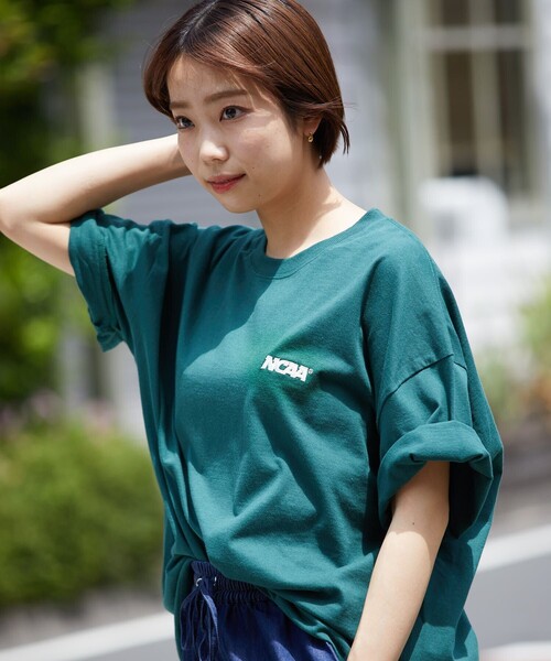 FREAK'S STORE（フリークスストア）の「NCAA/エヌシーエーエー SP LOGO 半袖TEE/ロゴ/刺繍（Tシャツ/カットソー・メンズ・ホワイト/ブラック/グレー/ホワイト系その他/ホワイト系その他2/グリーン・MEDIUM/LARGE/X-LARGE）」の6枚目の写真