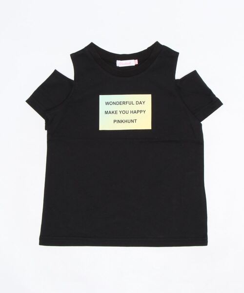 PINKHUNT(ピンクハント)の「PINKHUNT 肩出し転写プリントTシャツ 6973K(Tシャツ/カットソー・キッズ・ホワイト/ブラック/イエロー・140cm/150cm/130cm/160cm/120cm)」の5枚目の写真