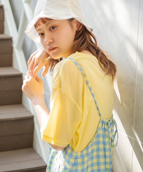 MERLOT（メルロー）の「パワーメッシュショートT（Tシャツ/カットソー・レディース・ブラック/イエロー/グリーン/アイボリー・FREE）」の4枚目の写真