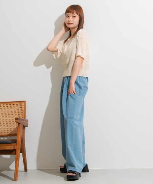 MERLOT（メルロー）の「パワーメッシュショートT（Tシャツ/カットソー・レディース・ブラック/イエロー/グリーン/アイボリー・FREE）」の12枚目の写真