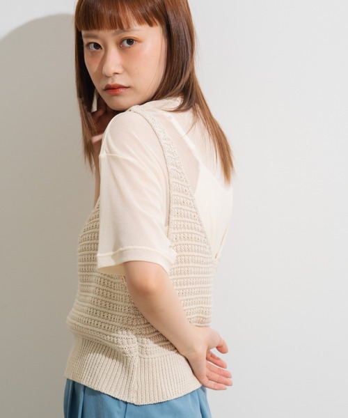 MERLOT（メルロー）の「パワーメッシュショートT（Tシャツ/カットソー・レディース・ブラック/イエロー/グリーン/アイボリー・FREE）」の11枚目の写真