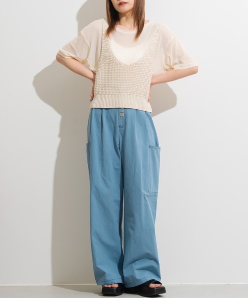 MERLOT（メルロー）の「パワーメッシュショートT（Tシャツ/カットソー・レディース・ブラック/イエロー/グリーン/アイボリー・FREE）」の17枚目の写真