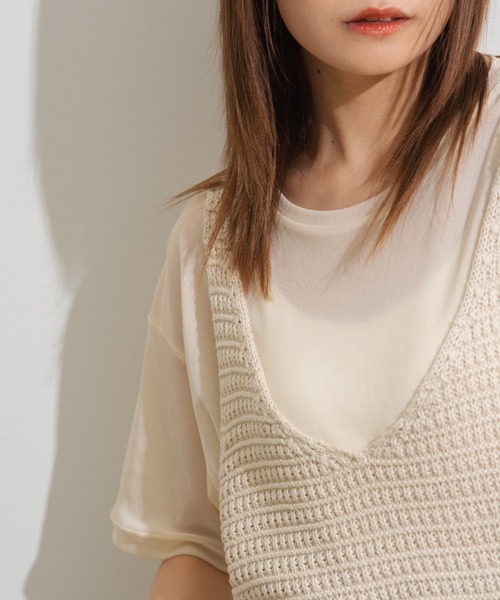 MERLOT（メルロー）の「パワーメッシュショートT（Tシャツ/カットソー・レディース・ブラック/イエロー/グリーン/アイボリー・FREE）」の20枚目の写真