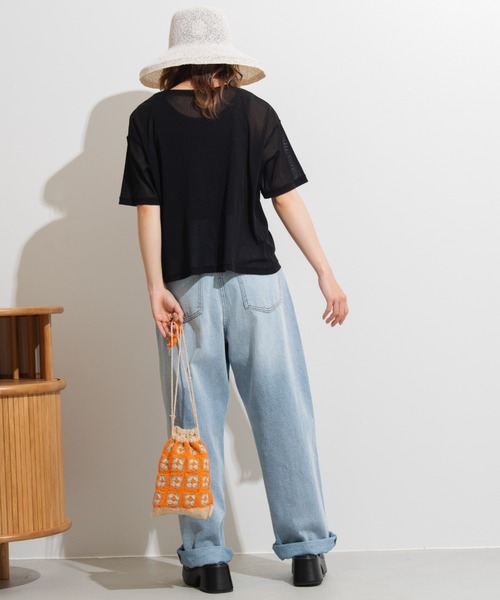 MERLOT（メルロー）の「パワーメッシュショートT（Tシャツ/カットソー・レディース・ブラック/イエロー/グリーン/アイボリー・FREE）」の7枚目の写真