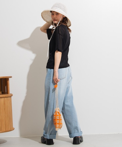 MERLOT（メルロー）の「パワーメッシュショートT（Tシャツ/カットソー・レディース・ブラック/イエロー/グリーン/アイボリー・FREE）」の21枚目の写真
