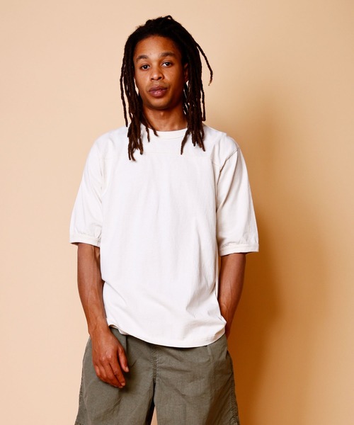 WALLA WALLA SPORT(ワラワラスポーツ)の「HALF SLEEVE RINGER FOOTBALL TEE SOLID / ハーフスリーブリンガーフットボール T(Tシャツ/カットソー・メンズ・ネイビー/チャコール/ブラック/アイボリー/ホワイト/グリーン・LARGE/X-LARGE/MEDIUM/SMALL/XX-LARGE)」の3枚目の写真